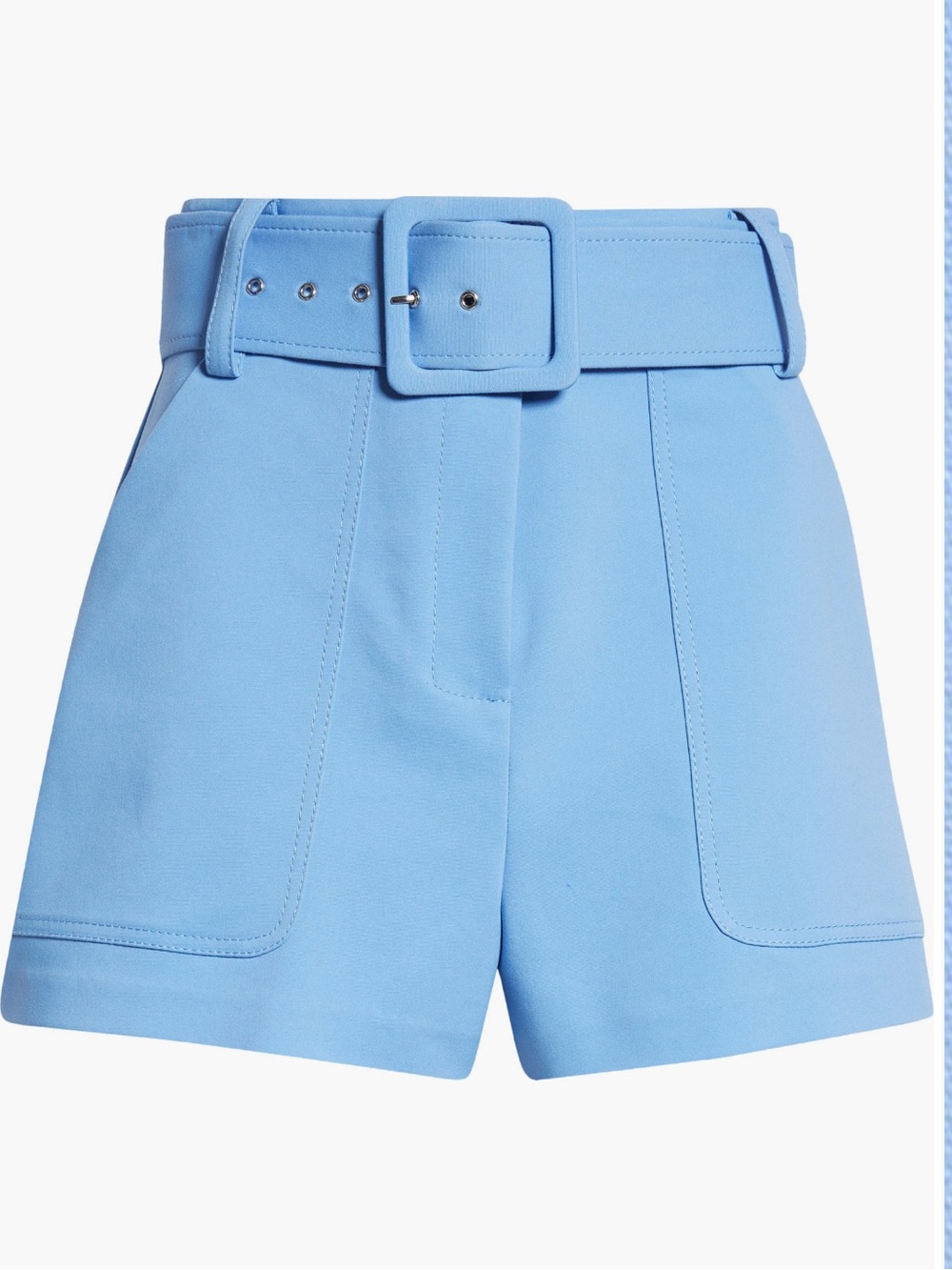 Ramy Brook Kasey High-Waist Belted Shorts in Ribbon Blue